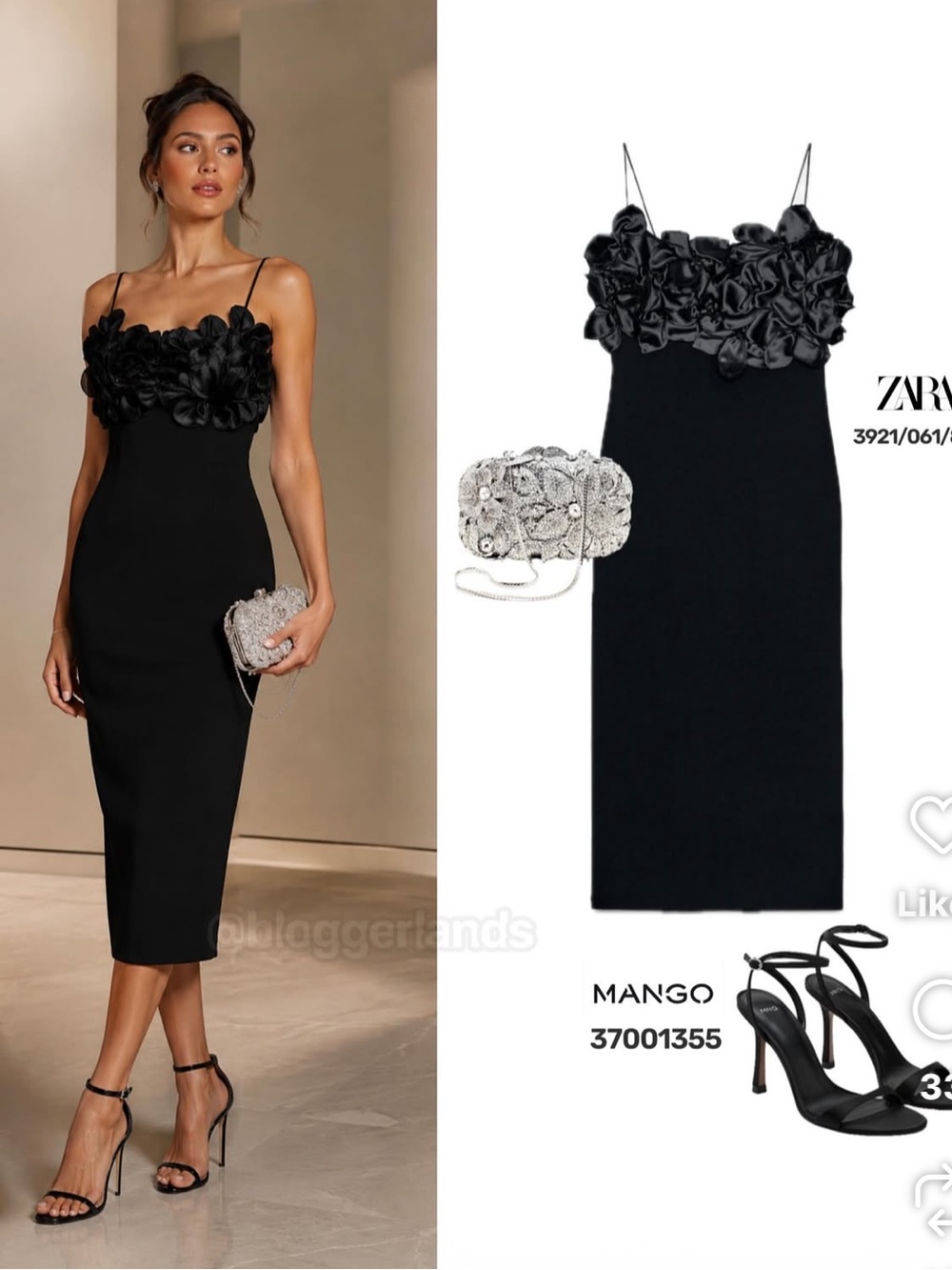 Zara NWT Black formal special occasion wedding guest satin Floral dresss
